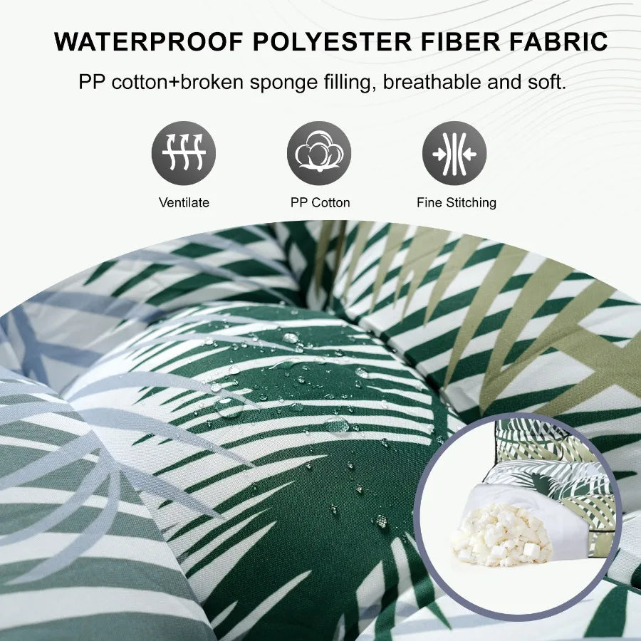 Outdoor Swing Cushions 55 Inch, Waterproof 4" Thick Porch Swing Cushion Replacement with Backrest and Ties, Comfortable 2-3 Sea