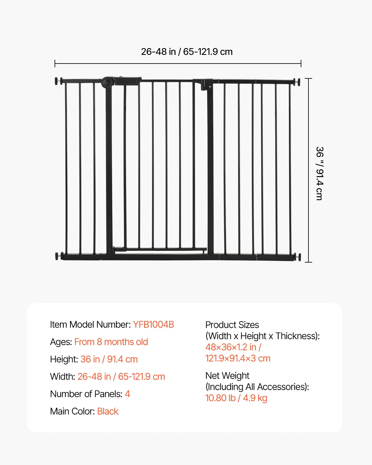 SucceBuy Pressure Mount Walk Through Baby Security Gate
