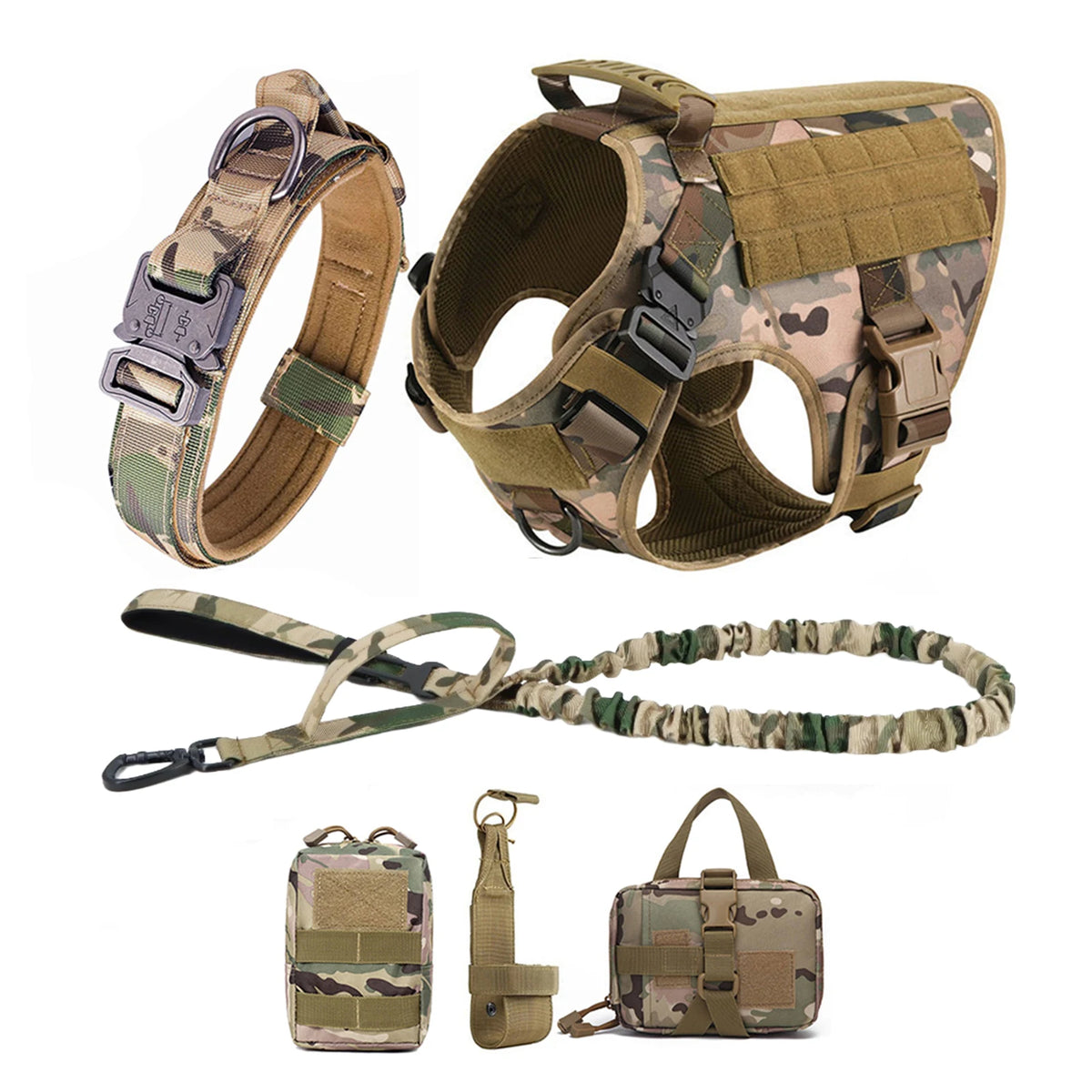 Pettravel Tactical Dog Harness With Padded Molle Pouch