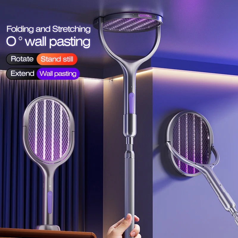 Portable Electric Mosquito Swatter With Extendable Rod And USB Rechargeable