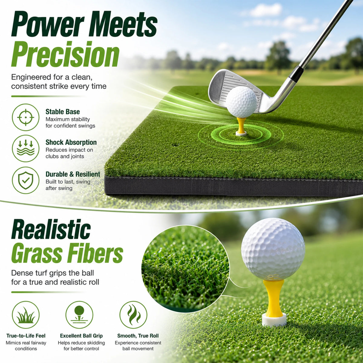 Golf Hitting Mat 5x4ft Portable Foldable Practice Mat with Balls and Tees, Heavy Duty Artificial Turf Driving Range Mat, Anti-Slip Golf Training Mat for Backyard Garage Indoor Outdoor Chipping Swing Simulator Use