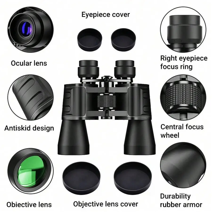 180x100 HD High Definition Zoom Powerful Binoculars Day/Low Night Optics Hunting & Case Travel Night Vision