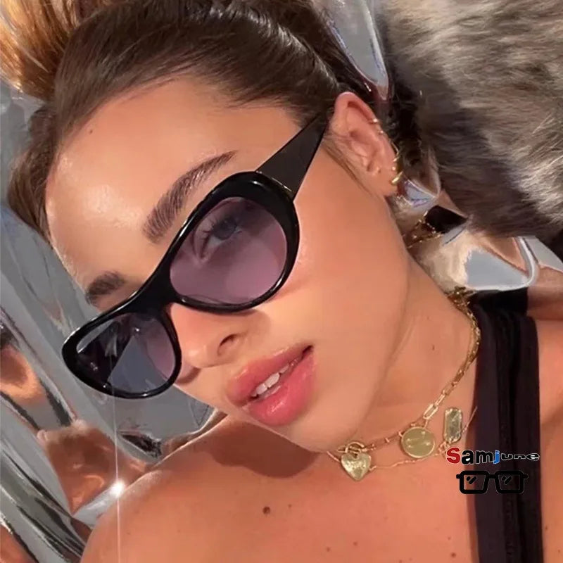 Clout Goggles Kurt Cobain Sunglasses Men Vintage Oval Glasses Retro Female Male Eyewear UV400 Fashion Trendy Shades for Outdoor Driving Travel Beach Anti Glare Eye Protection Classic Style Unisex Sun Glasses sunglasses women