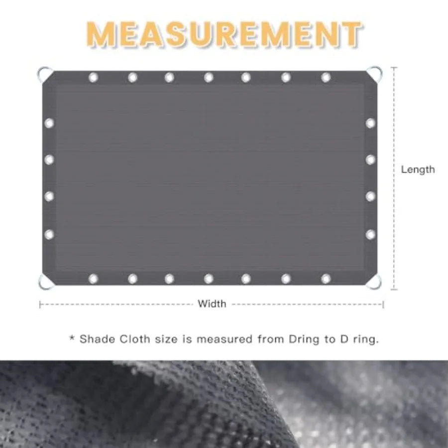 90% Shade Fabric Sun Shade Cloth with Reinforced Grommets and D-Ring Eyelets for Outdoor Patio Garden Pergola Cover Canopy 10x1