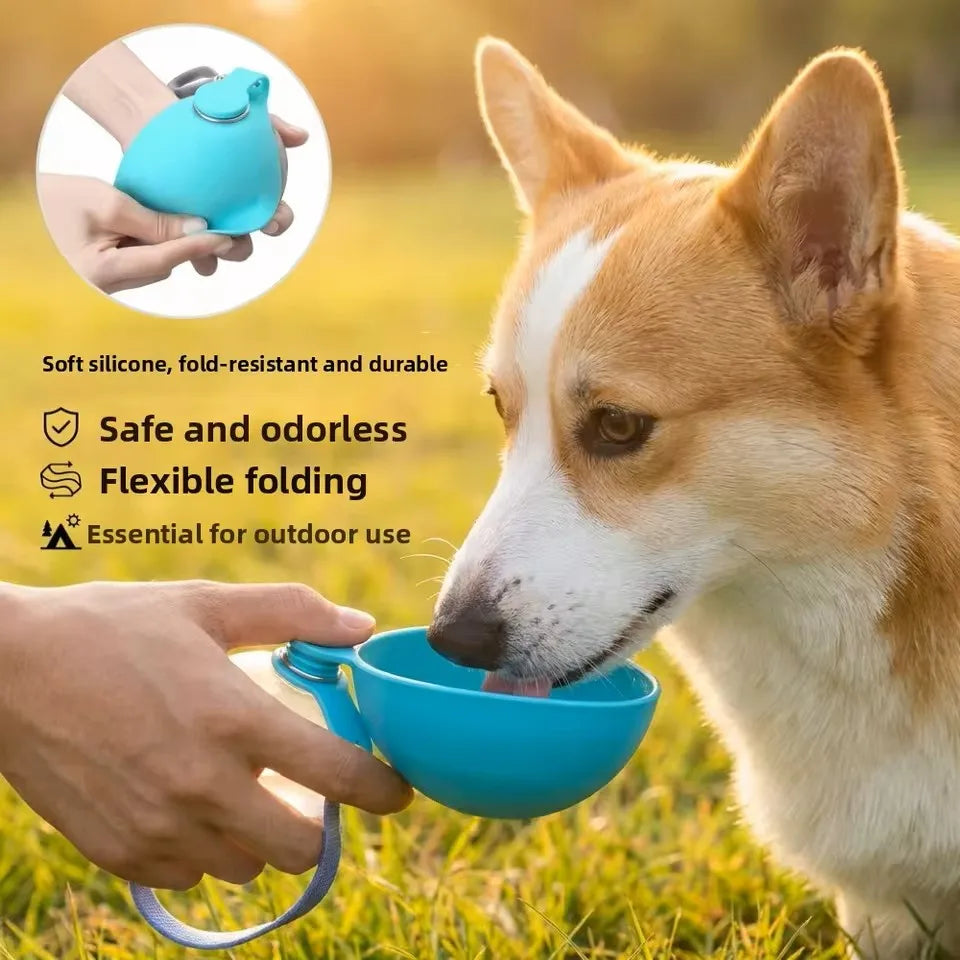 Water Bottle With Removable Silicone Bowl 285Ml Portable Dog Drinker 2-In-1 Stainless Steel Travel Pet Supplies