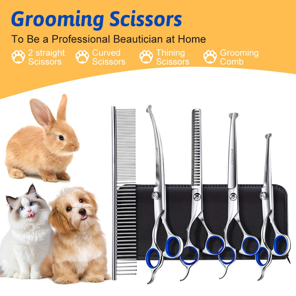 Professional 7 In 1 Stainless Steel Dog Grooming Scissors