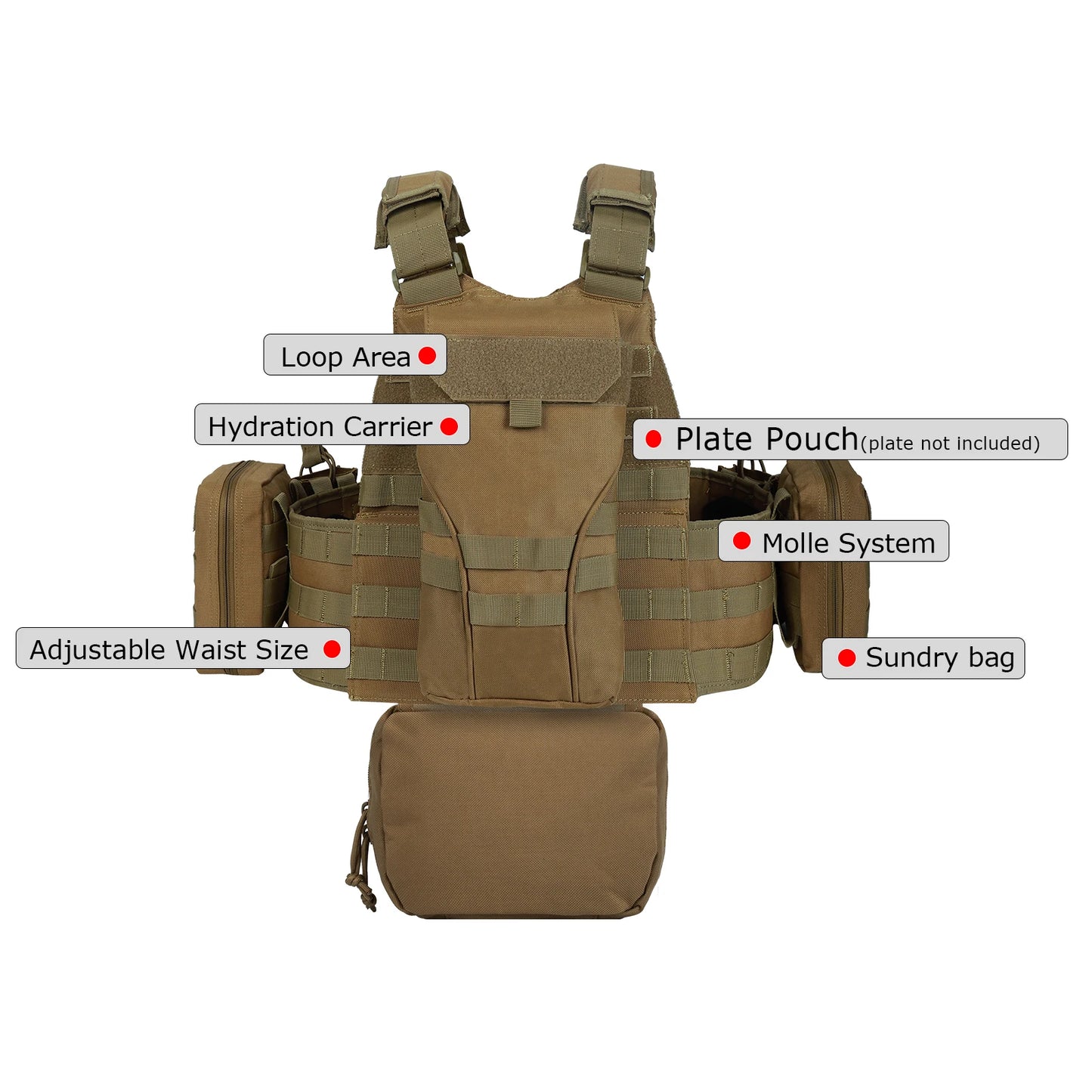 YAKEDA Quick Release Tactical Vest With MOLLE Gear