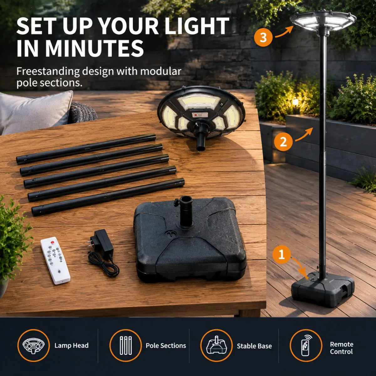 Morglad Wireless Solar Post Light With Remote And Sensor