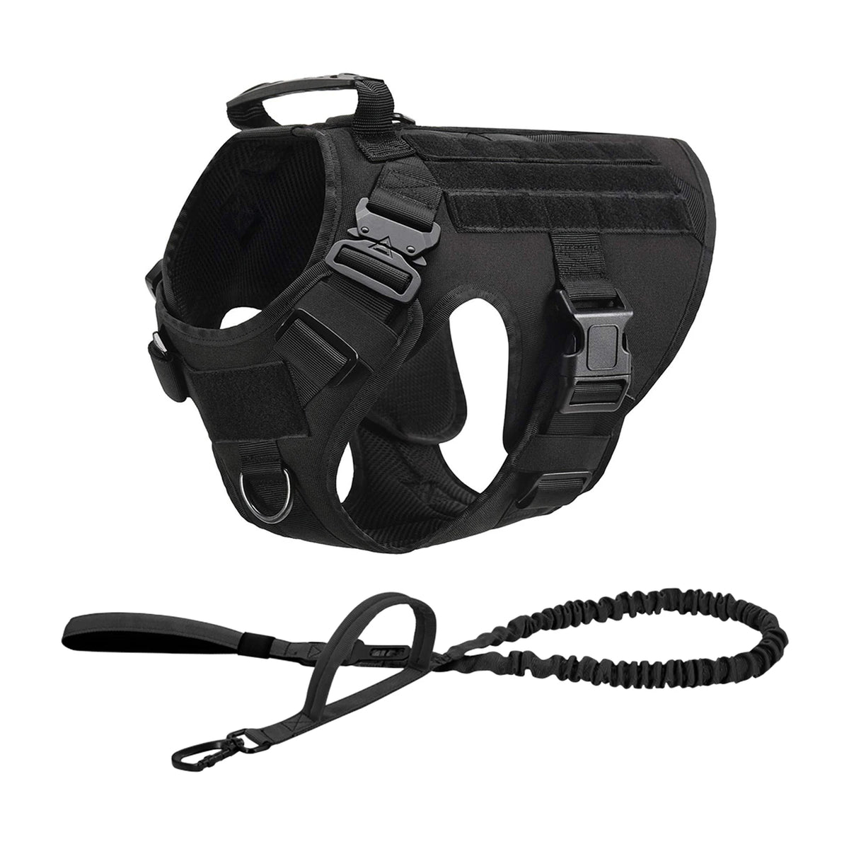 Pettravel Tactical Dog Harness With Padded Molle Pouch