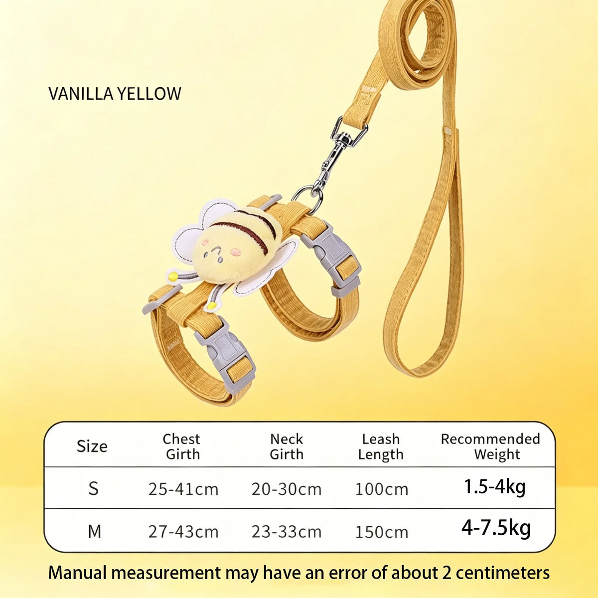 Cute Bee Animals Shape Pet Set Dog Cat Harnesses Soft Adjustable Outdoor Walking Anti-Lost Puppy Leash Supplies