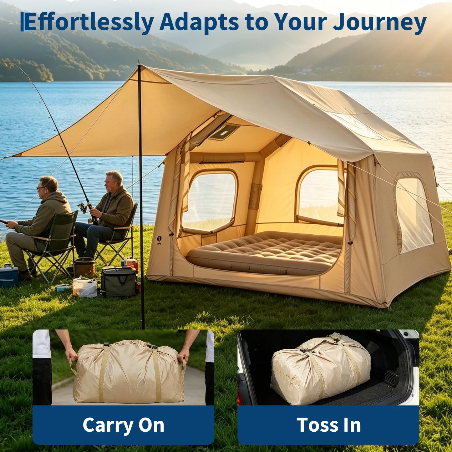 HiMISS Inflatable Camping Tent 3 To 5 Person Waterproof Glamping Shelter