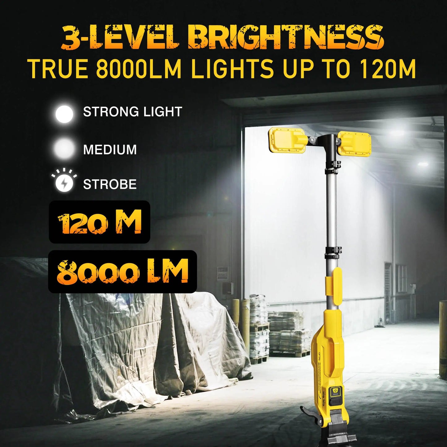 LED Work Light 80000LM Rechargeable Construction Light with Power Bank, Portable Outdoor Work Lamp with IP65 Waterproof, Tripod Compatible Flood Light for Garage Repair Emergency Camping
