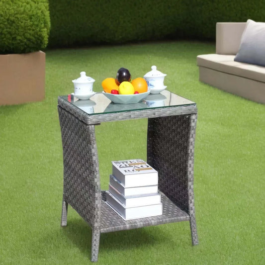 LISM Outdoor Coffee Table In Rattan With Tempered Glass