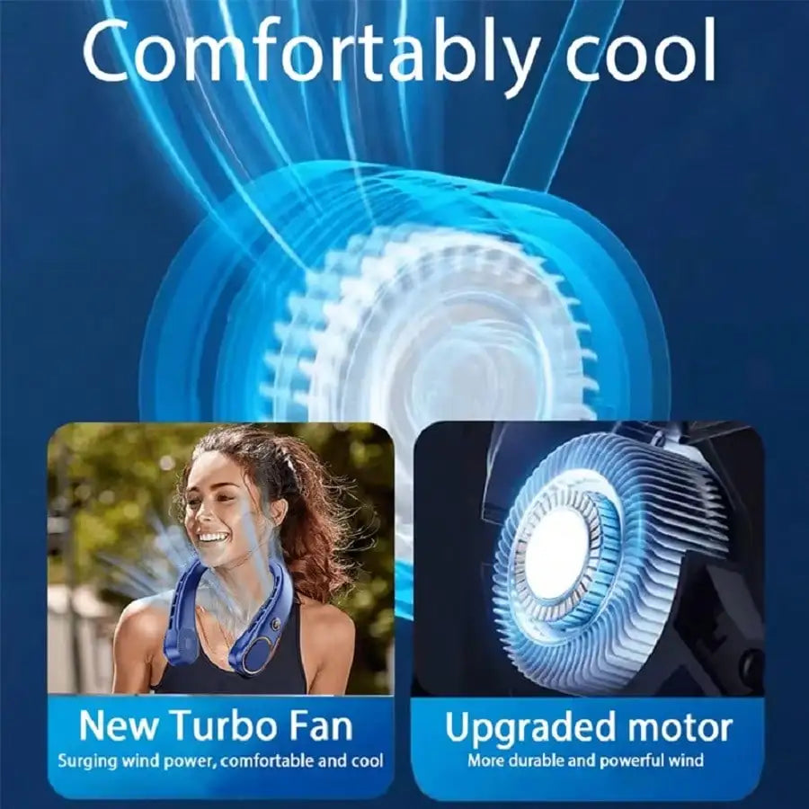 Personal Wearable Neck Fan, Portable Bladeless Air Cooler, 5-Speed Adjustable Fan, 3000mAh Long-Lasting Rechargeable Battery