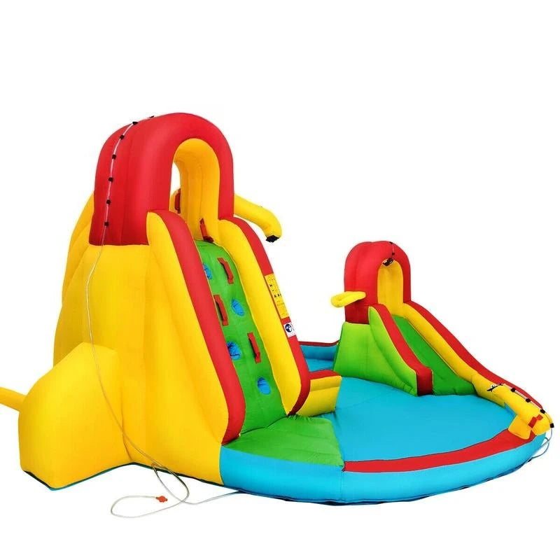 Inflatable Water Slide Bounce House with Climbing Wall and Pool Without Blower