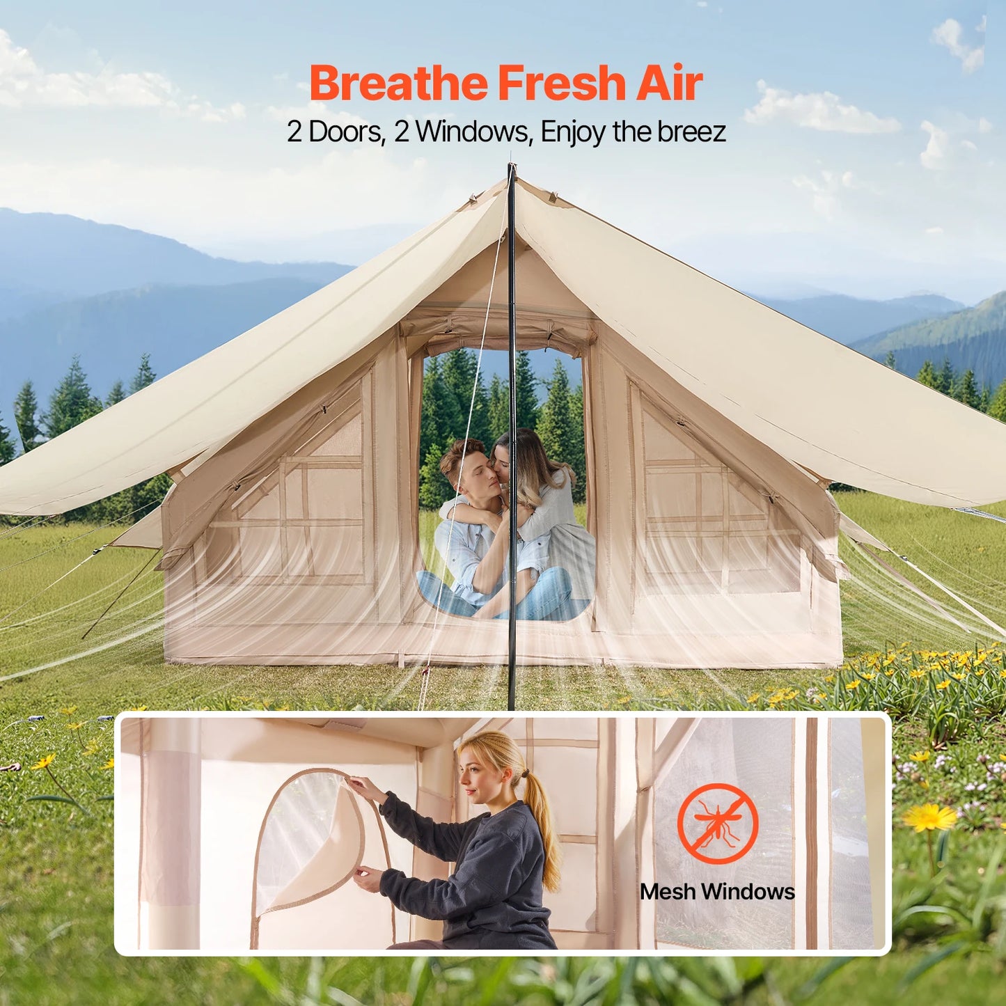SucceBuy Inflatable Tent For Camping, Easy Setup With Hand Pump