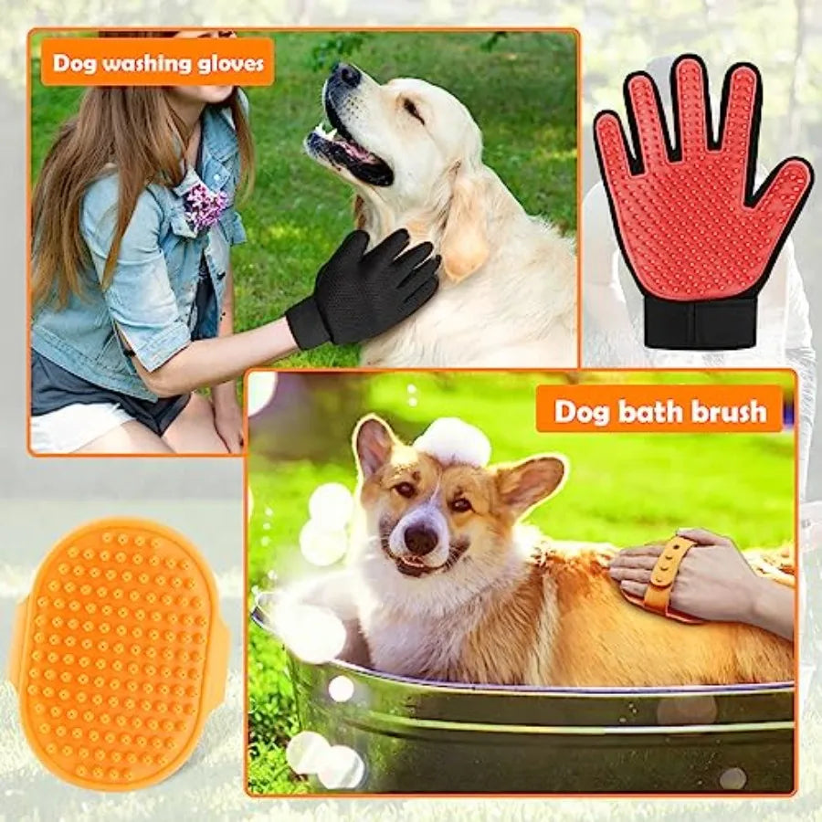 Dog Washing Hose Sprayer With Soap Dispenser And Gloves