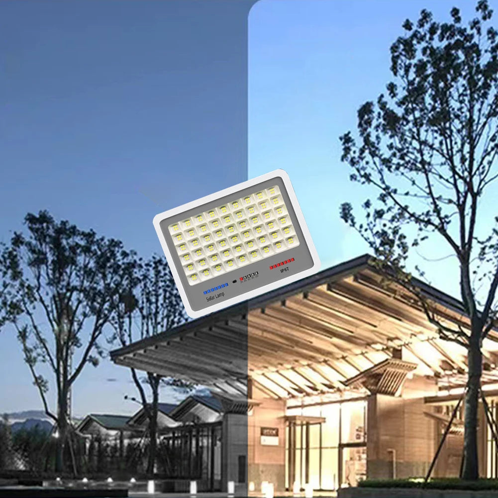 Solar Powered LED Flood Light IP67 Waterproof Spot Lights Multi Modes Outdoor Wall Floodlight Remote Control for Patio Path Yard
