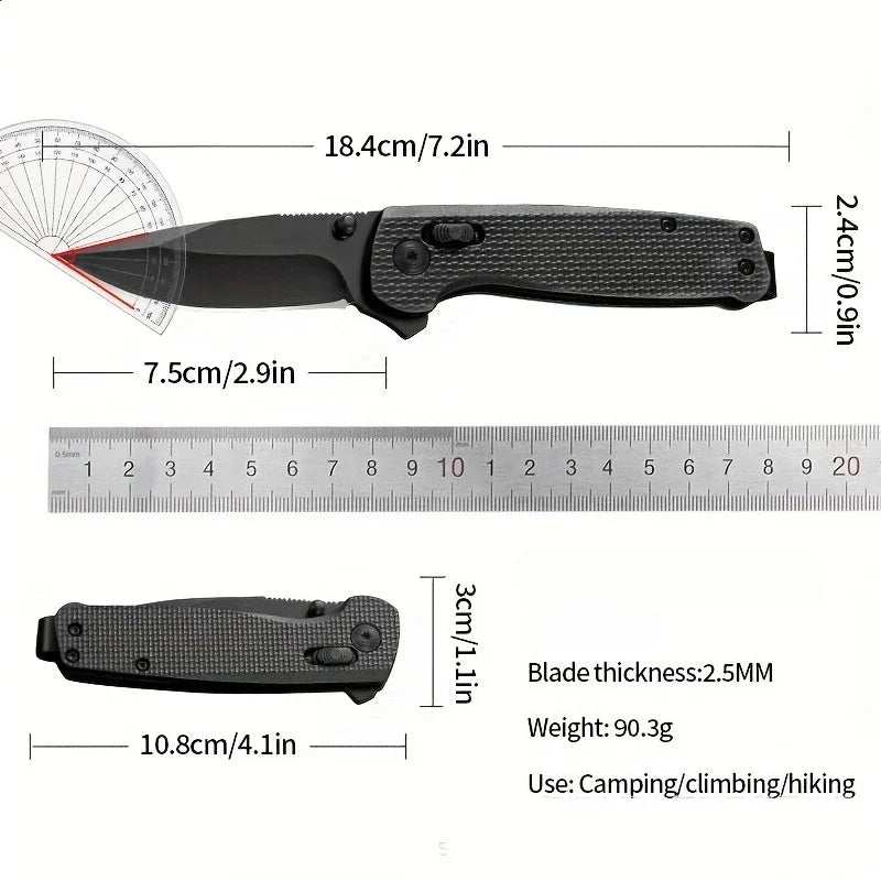 Folding Knife with Manual Lock Anti-Slip Grip Thumb Studs EDC Camping Knife Survival Outdoor Black/Olive Green/Orange Multitool