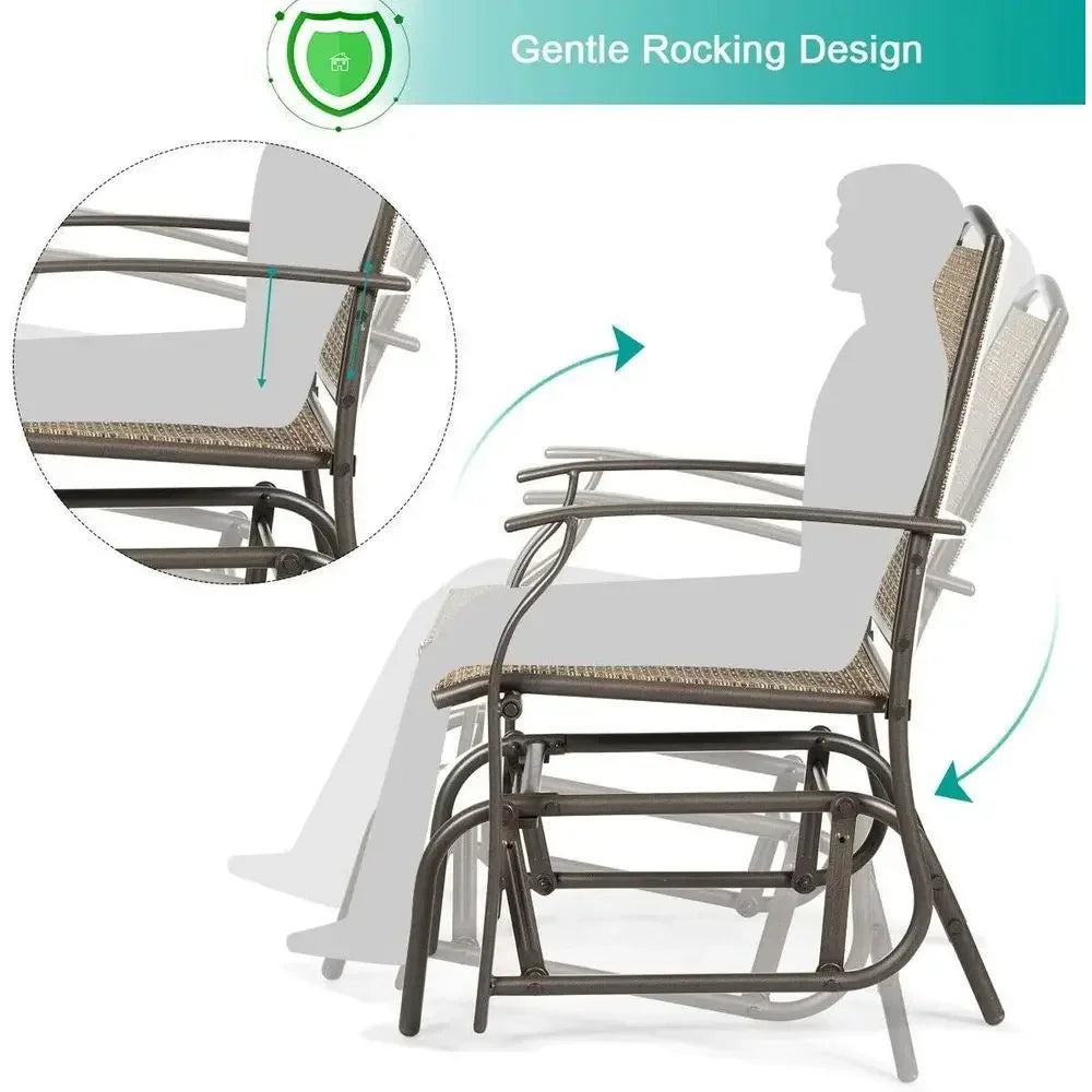 Outdoor Steel Patio Swing Set With Glider And Rocking Chair