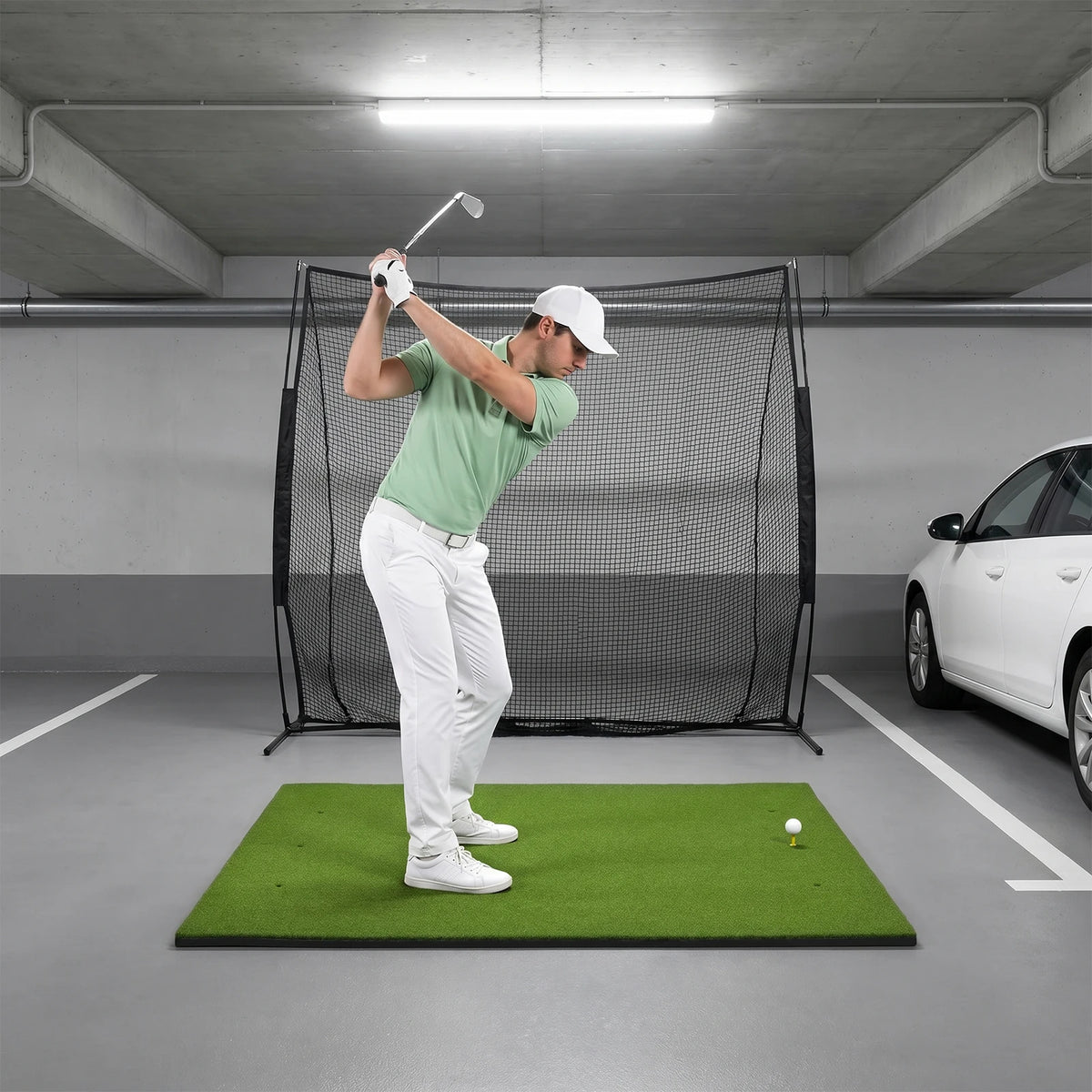 Golf Hitting Mat 5x4ft Portable Foldable Practice Mat with Balls and Tees, Heavy Duty Artificial Turf Driving Range Mat, Anti-Slip Golf Training Mat for Backyard Garage Indoor Outdoor Chipping Swing Simulator Use