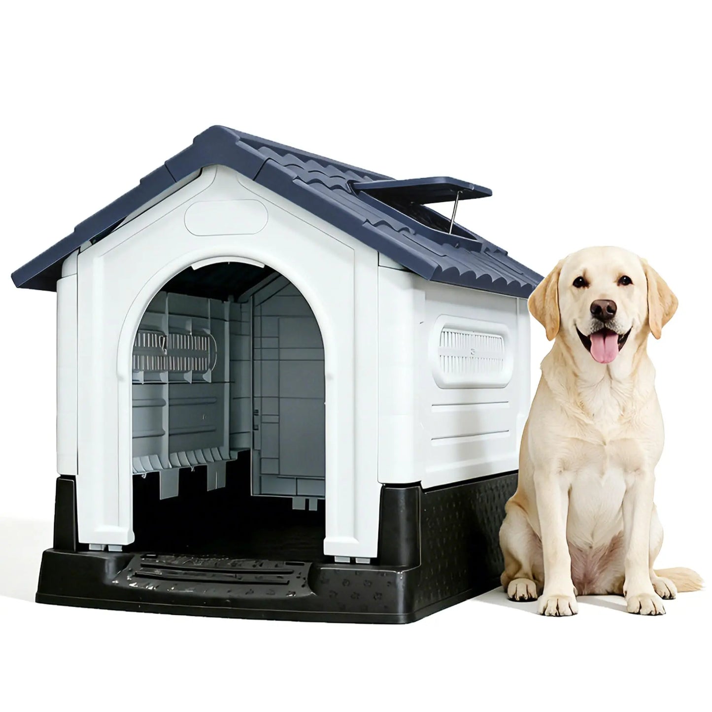 Twister.Ck Waterproof 2-Door Dog House Elevated Base Indoor Outdoor