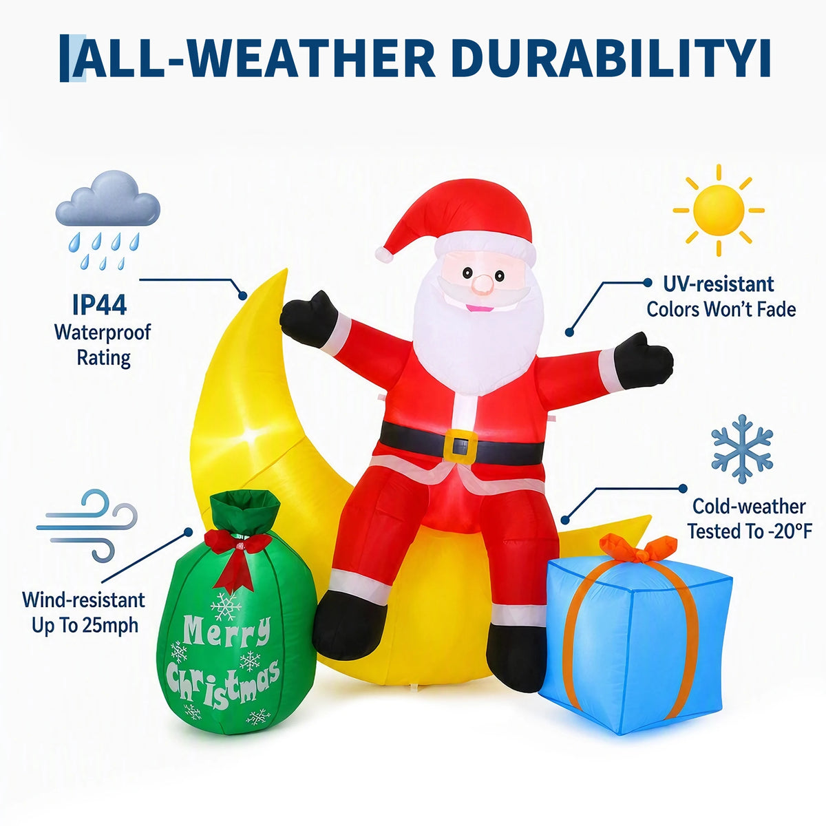 Gaomon Moon Santa Christmas Inflatable Outdoor Decoration