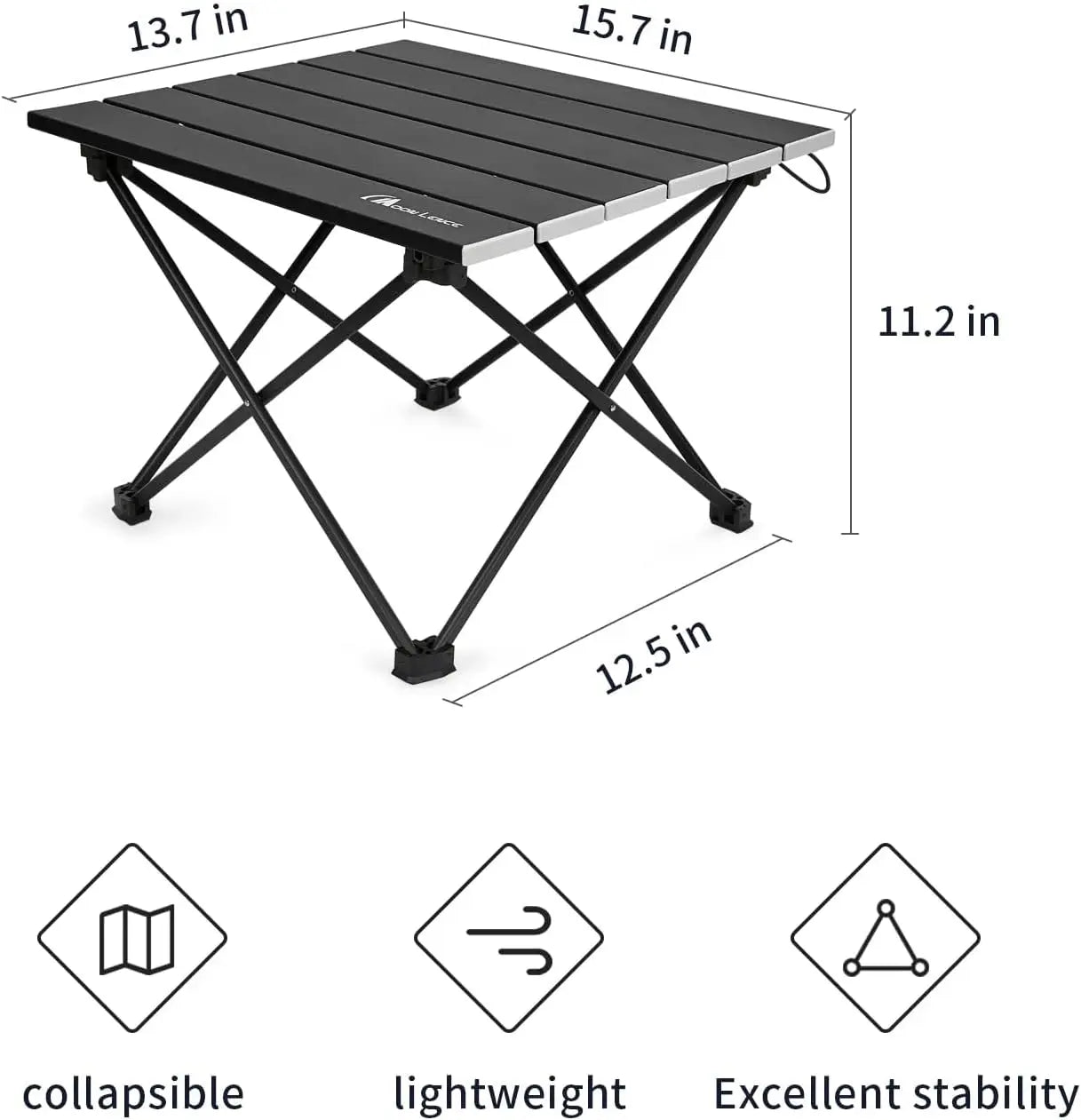 Ultralight Folding Camping Table, Compact,Portbale with Carry Bag, for Outdoor Cooking, Picnic, Camp, Boat, Travel (Black - S)