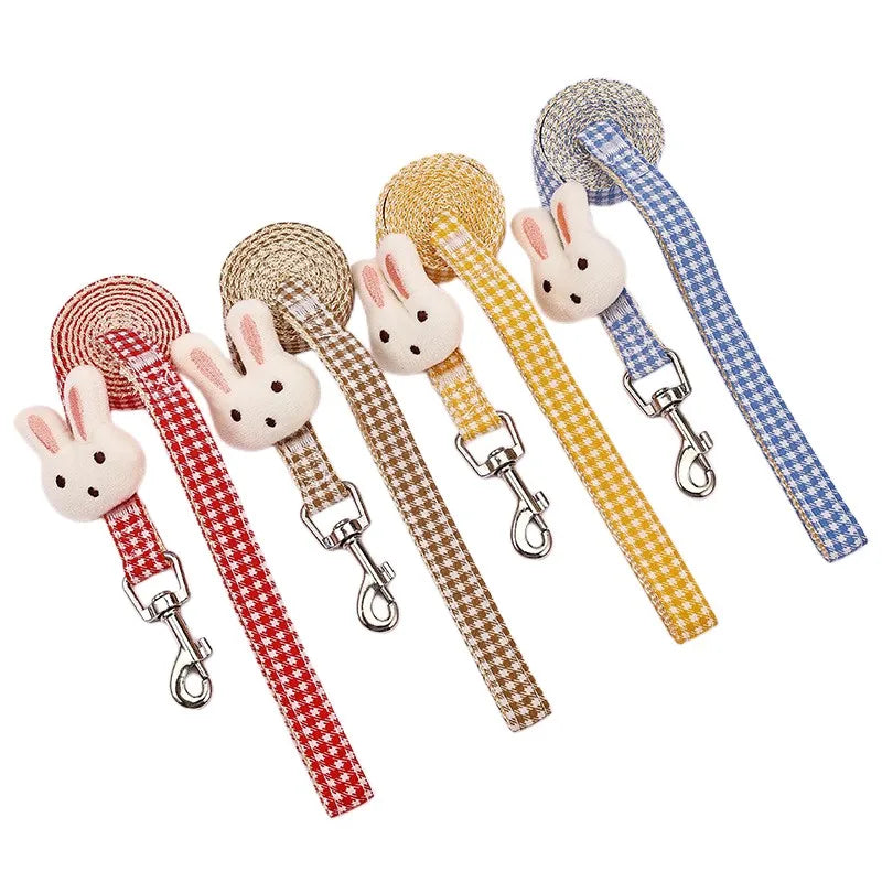 For Small Dogs Cats Adjustable Kitten Collar Pet Harness With Set Plaid Chest Vest Leash Dog Cat Accessories