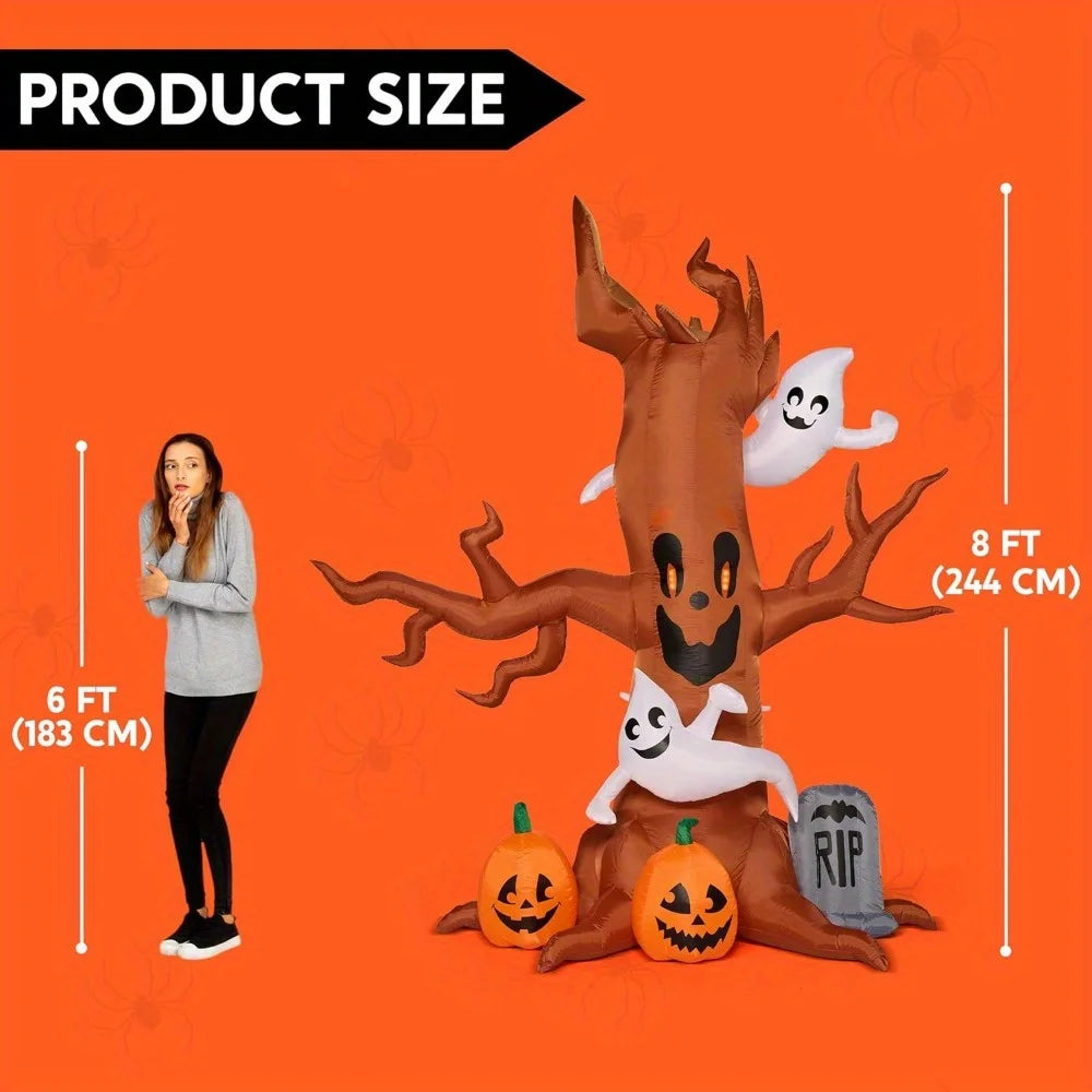 Halloween Inflatable Scary Tree With Ghosts Pumpkins And LED Lights
