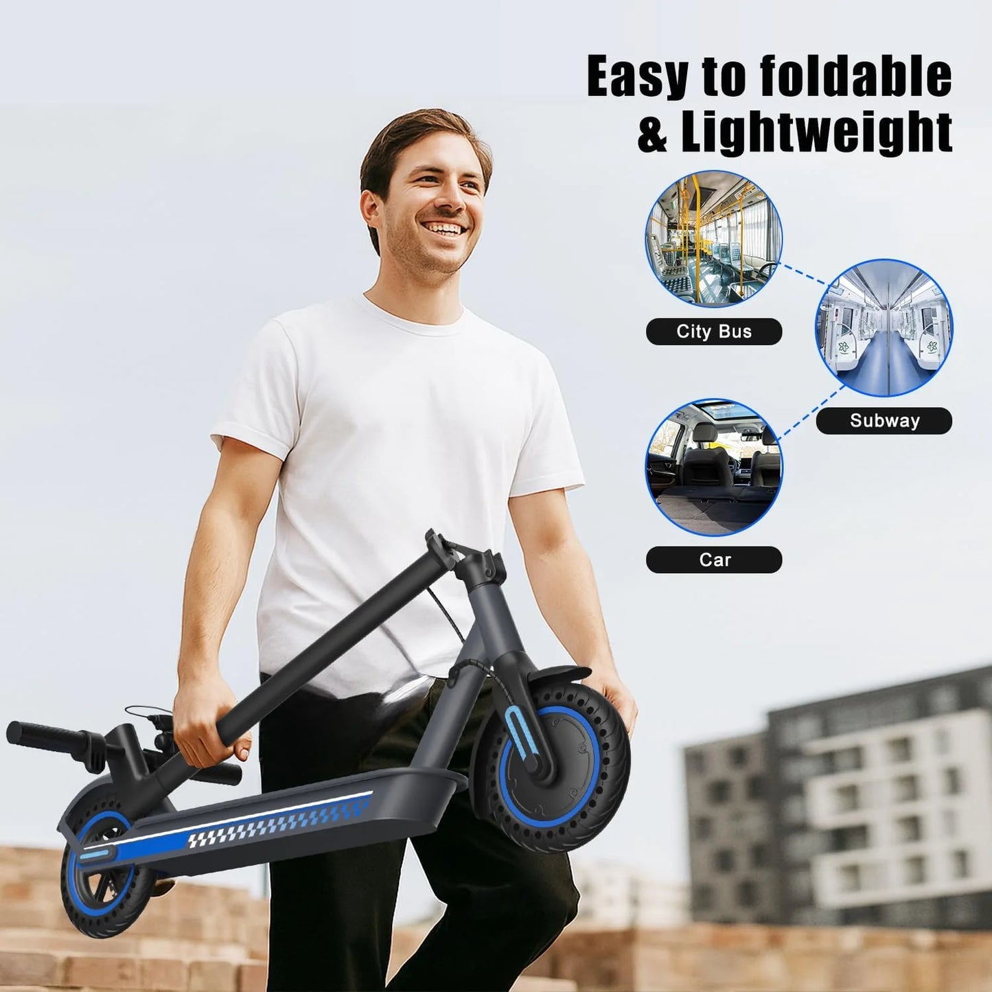 OBX Electric Scooter with Smart App 36V Battery 19Mph 350 Motor 8.5Inch Solid Tire Foldable Escooter