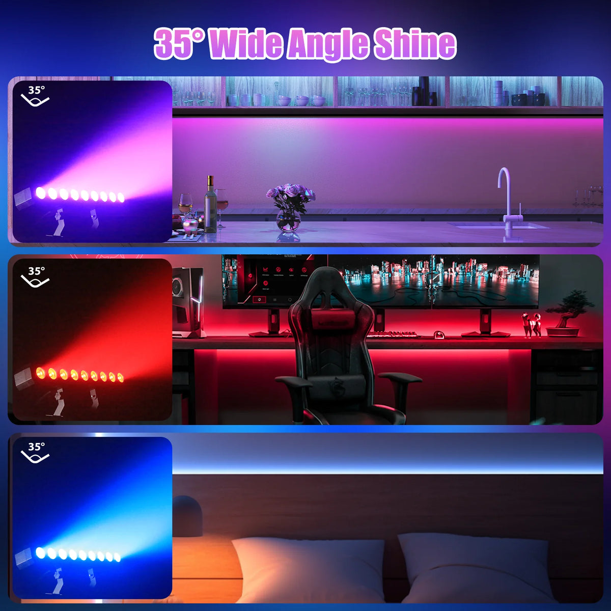 U'King 60W Wall Wash Light Bar 9LEDs RGBW DJ Stage Lights Bar With Remote Control For Church Events Wedding DJ Disco Party Bar