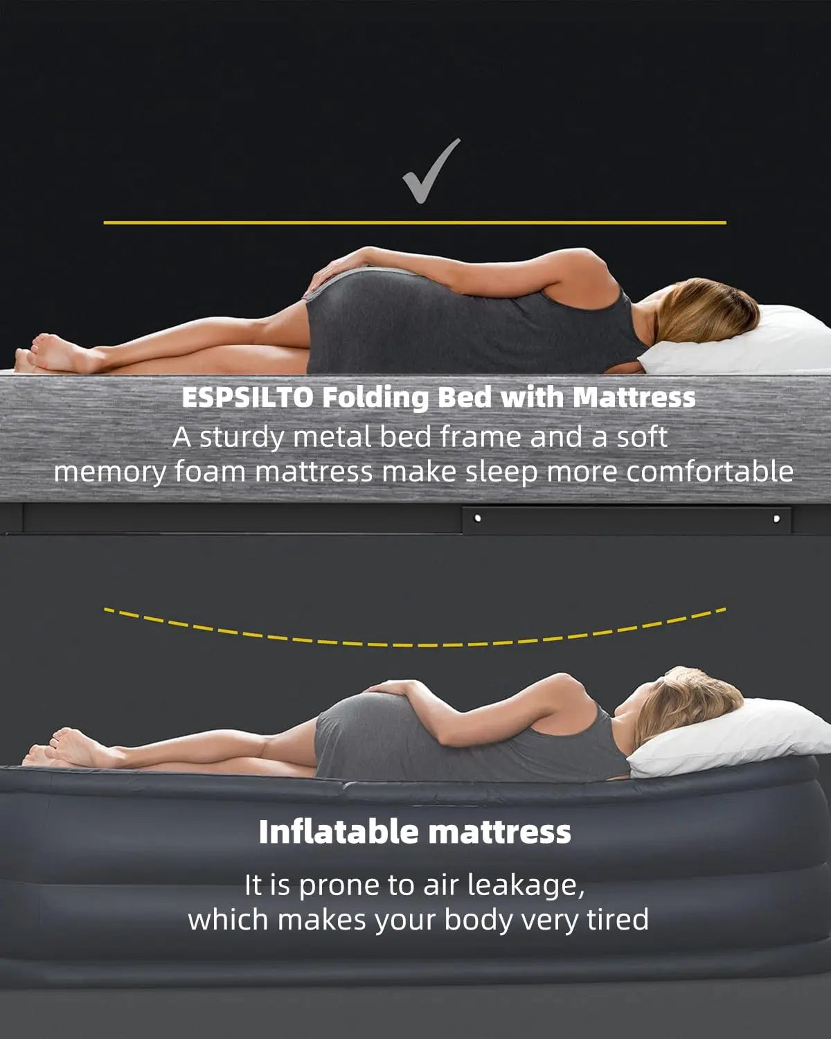Folding Bed With Mattress For Guests Space Saving Rollaway
