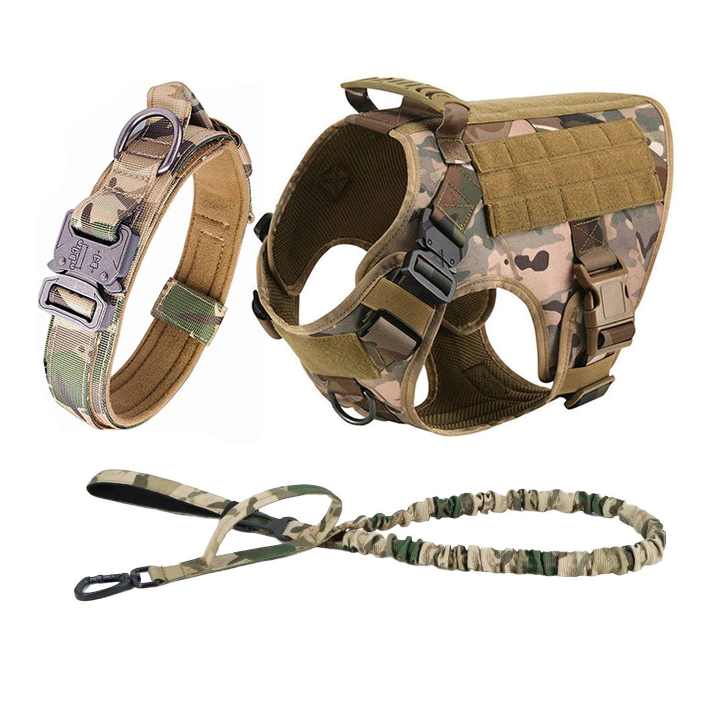 Pettravel Tactical Dog Harness With Padded Molle Pouch