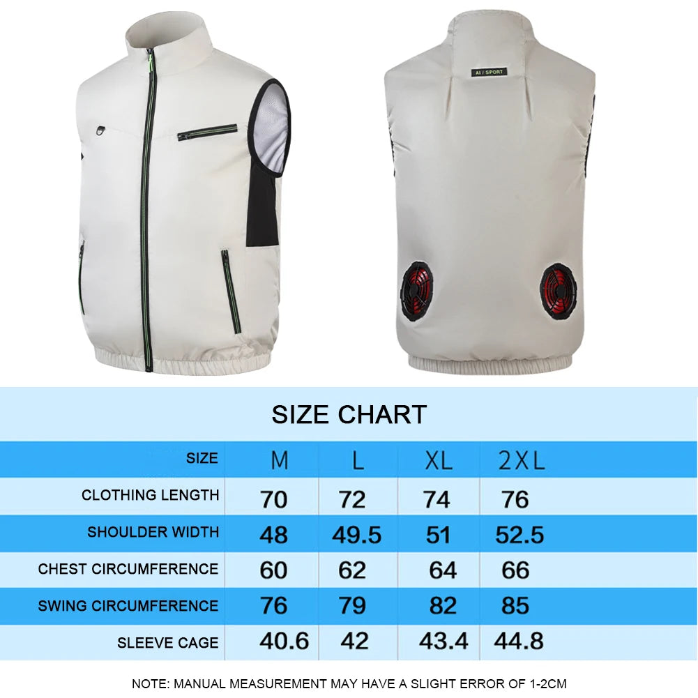 Wearable Cooling Vest With Air Fan For Summer Outdoor Activities