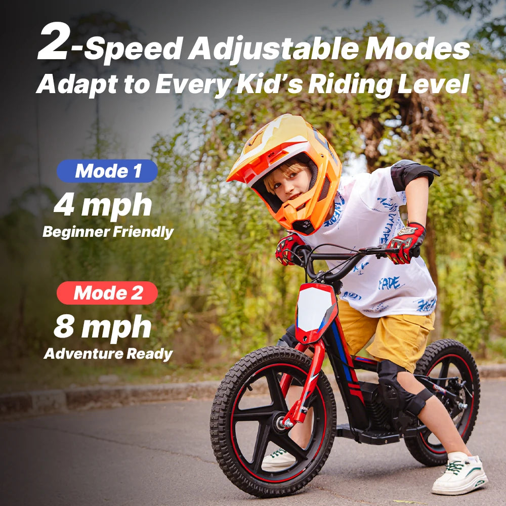 RFN Kids Electric Balance Bike – Motor, Multi Speed Mode, Off Road Electric Dirt Bike With Aluminum Frame ,Ebike for Ages 3+