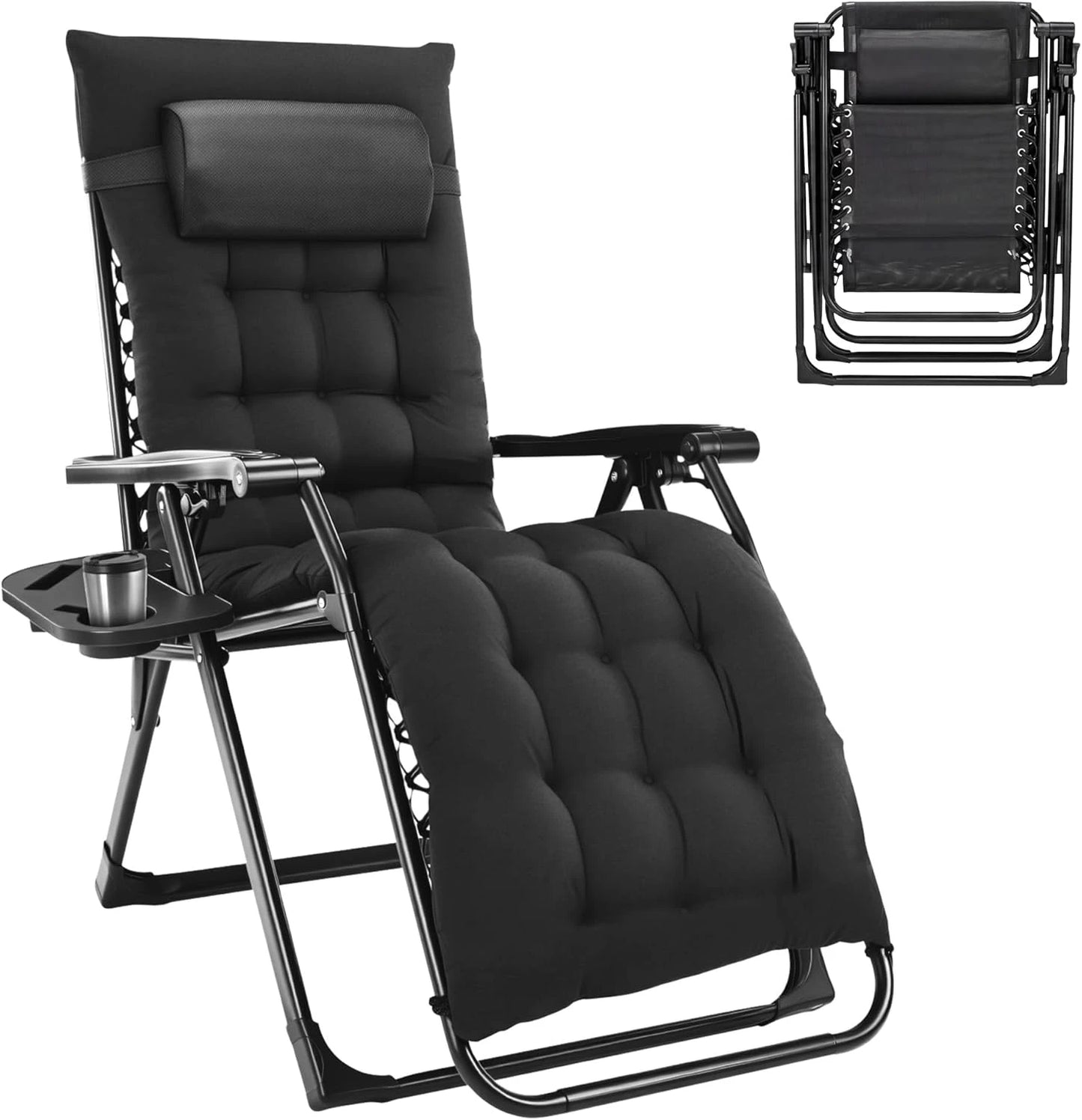 Outsunny Foldable Zero Gravity Reclining Chair, Adjustable Backrest Patio Lounger with Solid Metal Frame & Plastic-Filled Cushions, Outdoor Seat for Poolside Garden Hard Floors Relaxation