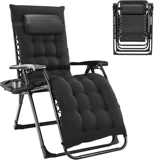Outsunny Foldable Zero Gravity Reclining Chair, Adjustable Backrest Patio Lounger with Solid Metal Frame & Plastic-Filled Cushions, Outdoor Seat for Poolside Garden Hard Floors Relaxation