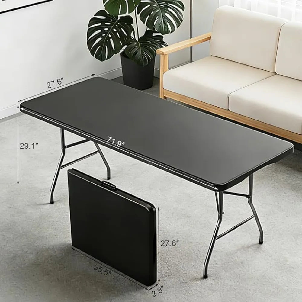 6T Black olding Table or Outdoor, 6 oot Picnic Tables No Assembly Required Portable, Black oldable Table or Camping, Parties, Me