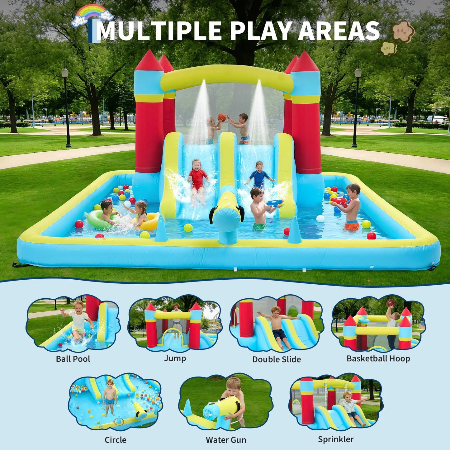 HiMISS Inflatable Bounce House With Slide For Kids