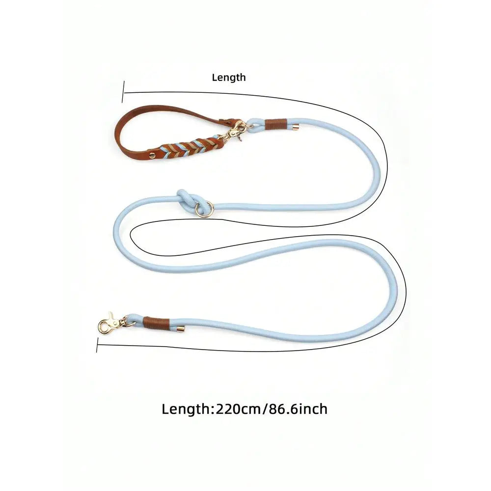 Handmade Braided Genuine Leather Pet Collar, Adjustable Metal Buckle, Suitable For Medium And Large Dogs, Leather Leash Each SK