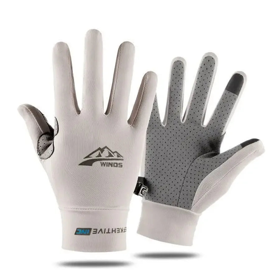 Breathable Sports Gloves Ice Silk Full Finger Gloves Anti-Slip Sun Protection Riding Sunscreen Fishing Kayak Rowing Gloves