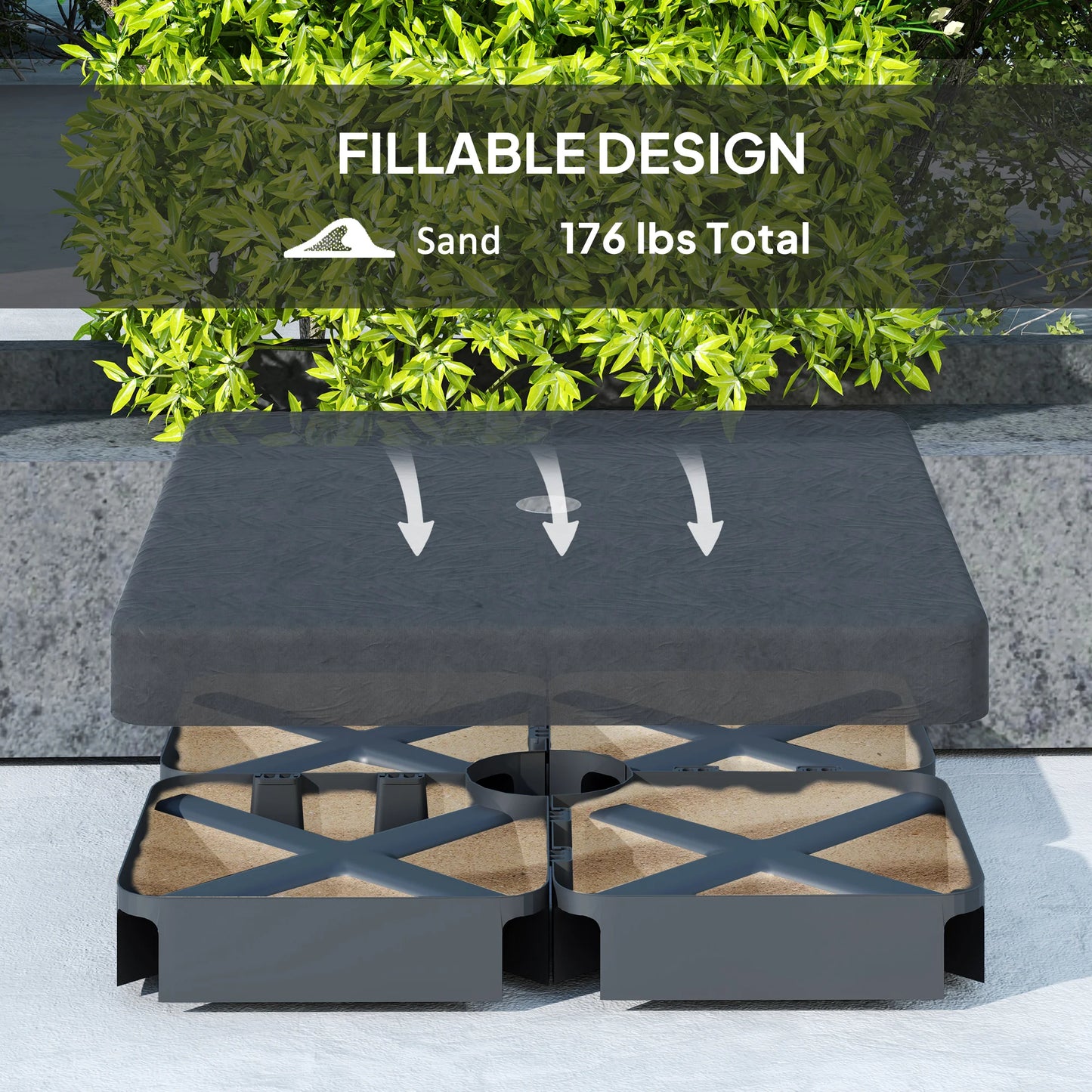 176 Lbs Offset Cantilever Umbrella Base Weight Set with Cover