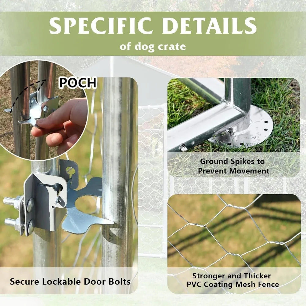 Galvanized Steel Outdoor Dog Kennel For Weatherproof Pet Enclosure