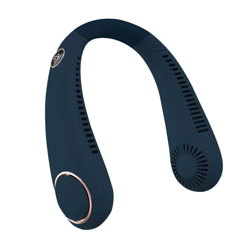 New Mini Neck Mounted Fan Portable Bladeless Neck USB Rechargeable Air Cooler 5 File Speed Summer Sports Fan Outdoor Sports Fans