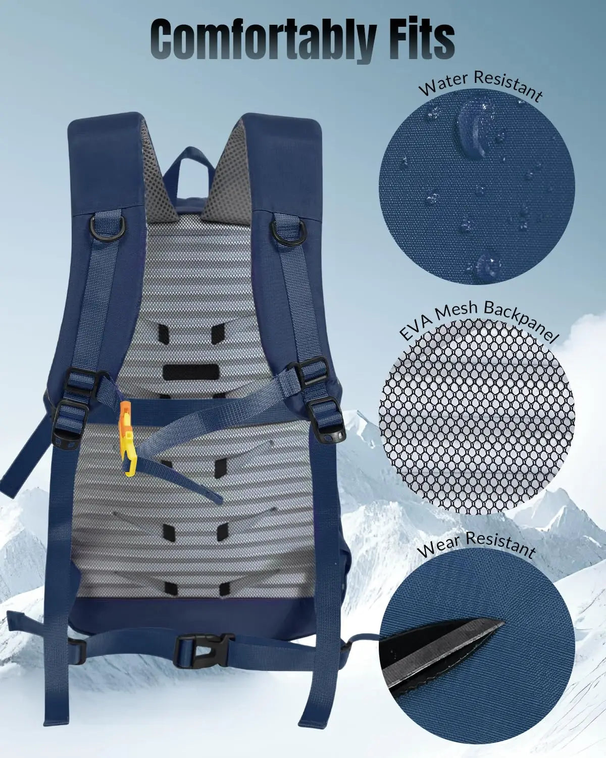15L Waterproof Lightweight Hiking Backpack With EVA Backpanel Chest Strap For Camping Travel Outdoor