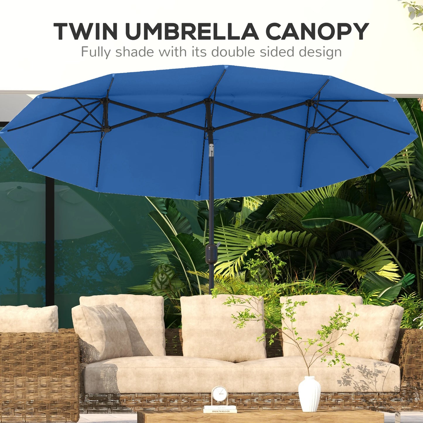 Do You Like to Read in Nature? Do You Enjoy Picnics in the Summer Breeze? Have a Long Dining Table for an Umbrella, but an Umbrella Doesn'T Fit? Say Goodbye to Sunburn This Summer with Outsunny. This Large Outdoor Umbrella Of