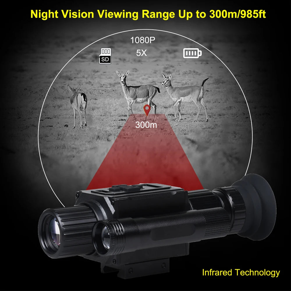 Digital Night Vision Scope 940nm IR 1080P 5X Zoom Monocular