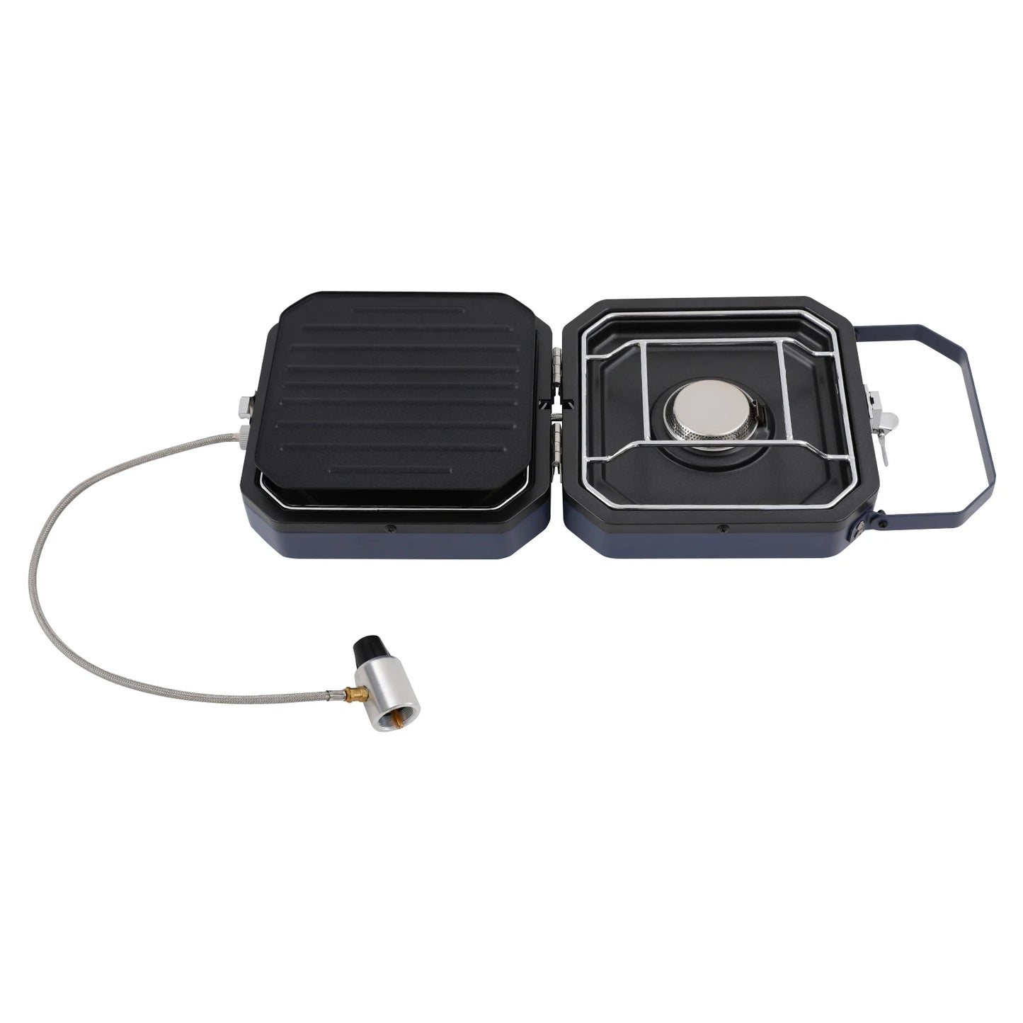 2 Burners Portable Camping Gas Stove 2.3+2.3KW Non-stick Coating Stainless Steel Folding Outdoor BBQ Cooking Stove for Camping Picnic