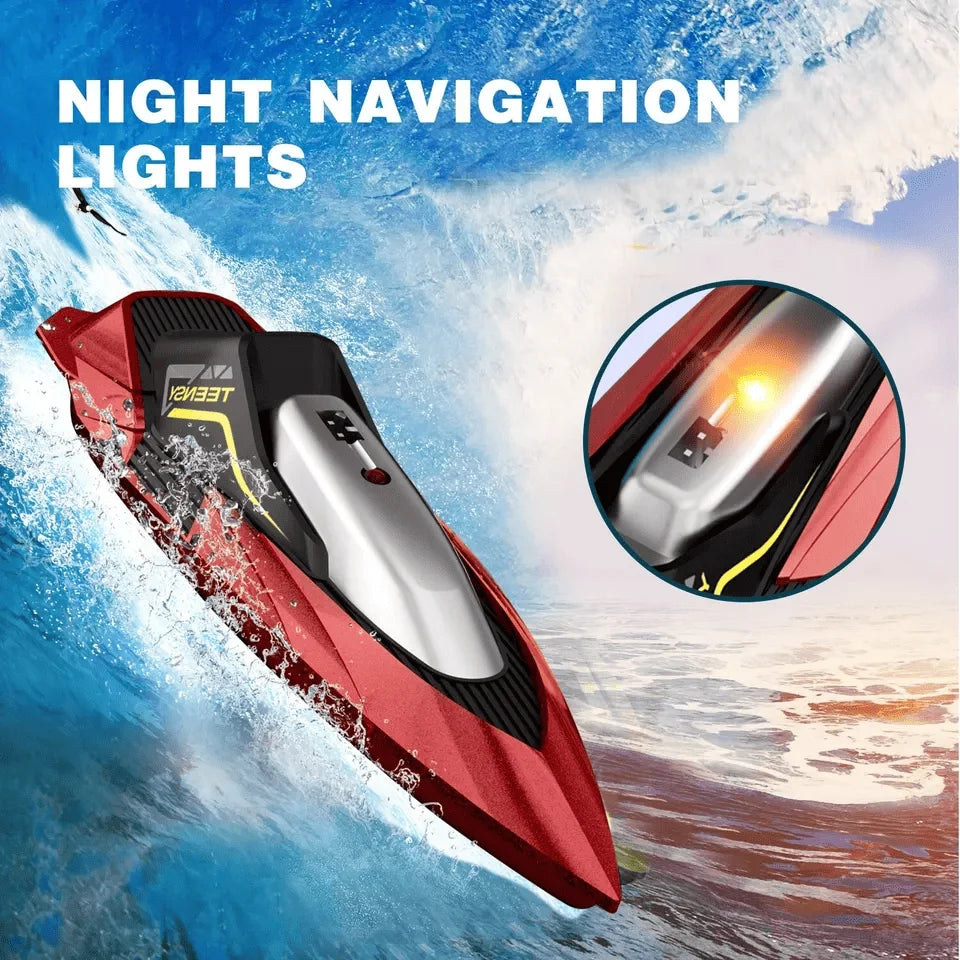 4DRC S5 fast remote control boat 2.4 GHz 20+MPH high-speed remote control rowing boat, water speedboat, submarine for swimming pools and lakes rowing, remote control, rechargeable boat battery, children's model, outdoor swimm